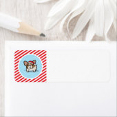 Fawn Pied Frenchie op Candy Cane Stripes Etiket (Insitu)