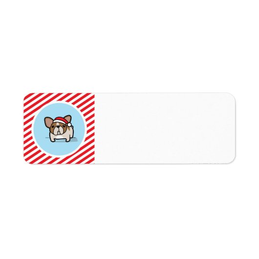 Fawn Pied Frenchie op Candy Cane Stripes Etiket (Voorkant)