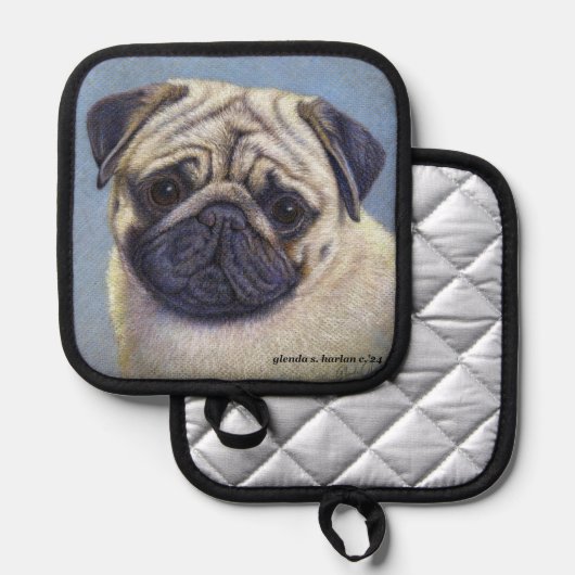 Fawn Pug Art Pannenlap (Voorkant / Achterkant)