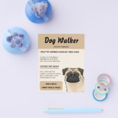 Fawn Pug Beige Hond Walker Hond Walking Pet Servic Flyer (Enkel)
