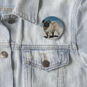Fawn Pug bij Beach Ronde Button 5,7 Cm (In situ)