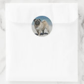 Fawn Pug bij Beach Ronde Sticker (Tas)