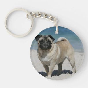 Fawn Pug bij Beach Sleutelhanger