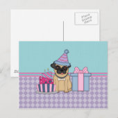 Fawn Pug Blank Birthday Invitations (4) Briefkaart (Voorkant / Achterkant)