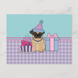 Fawn Pug Blank Birthday Invitations (4) Briefkaart
