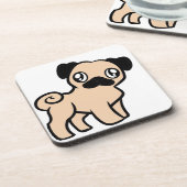fawn pug cartoon bier onderzetter (Linkerzijde)