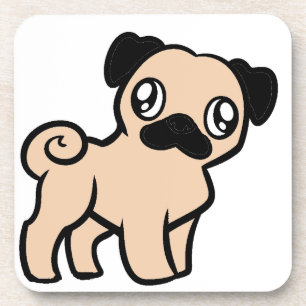 fawn pug cartoon bier onderzetter