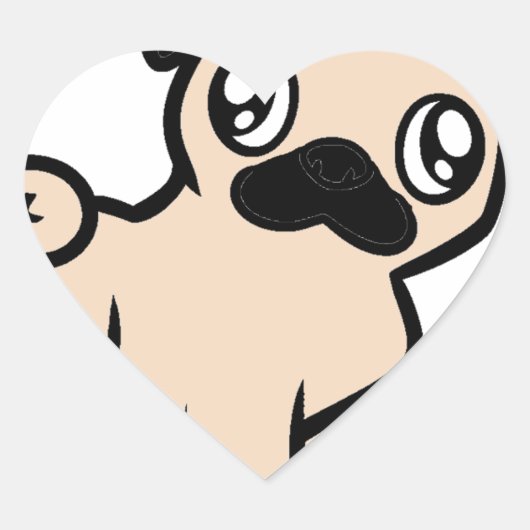 fawn pug cartoon.png hart sticker (Voorkant)
