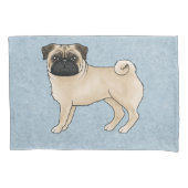 Fawn Pug Dog Canine Schattigee Cartoon Illustratie Kussensloop (Voorkant-Links)