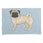 Fawn Pug Dog Canine Schattigee Cartoon Illustratie Kussensloop (Voorkant-Rechts)