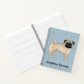 Fawn Pug Dog Canine Schattigee Cartoon Illustratie Notitieboek (Binnen)