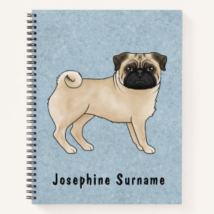 Fawn Pug Dog Canine Schattigee Cartoon Illustratie Notitieboek