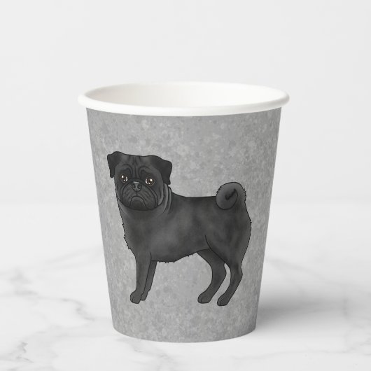 Fawn Pug Dog Canine Schattigee Cartoon Illustratie Papieren Bekers (Voorkant)