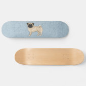 Fawn Pug Dog Canine Schattigee Cartoon Illustratie Persoonlijk Skateboard (Horizontaal)