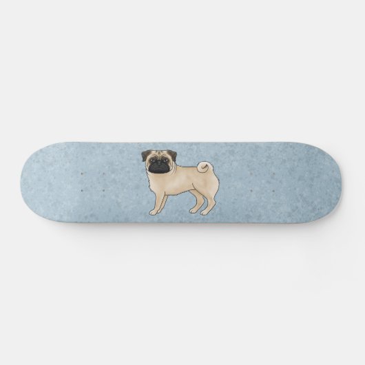 Fawn Pug Dog Canine Schattigee Cartoon Illustratie Persoonlijk Skateboard (Horizontaal)