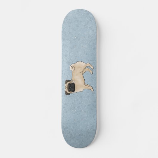 Fawn Pug Dog Canine Schattigee Cartoon Illustratie Persoonlijk Skateboard (Voorkant)