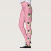 Fawn Pug Dog Cartoon Mops Love Heart Pattern Roze Leggings (Links)