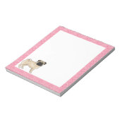 Fawn Pug Dog Cartoon Mops Love Heart Pattern Roze Notitieblok (Linkerzijde)