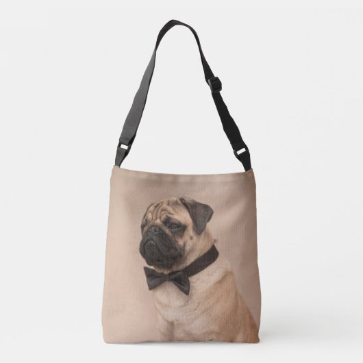Fawn Pug Dog met Bow Stropdas Crossbody Tas (Achterkant)