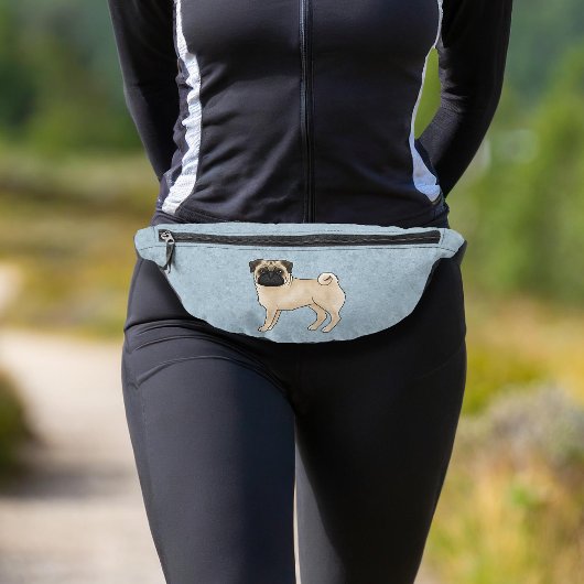 Fawn Pug Dog Schattige Cartoon Hondenillustratie B Heuptasje