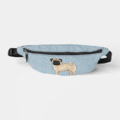 Fawn Pug Dog Schattige Cartoon Hondenillustratie B Heuptasje (Voorkant)