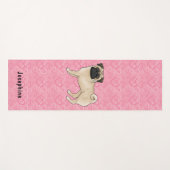 Fawn Pug Dog Schattige Mops en roze harten met naa Yogamat (Voorkant (horizontaal))