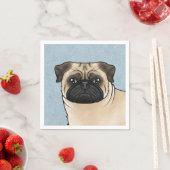 Fawn Pug Dog Schattigee Cartoon Mops Hoofd Illustr Servet (Insitu)