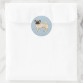 Fawn Pug Dog Staande Schattigee Cartoon Illustrati Ronde Sticker (Tas)