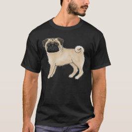 Fawn Pug Dog Staande Schattigee Cartoon Illustrati T-shirt