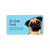 Fawn Pug Face Large Custom Color Etiket (Voorkant)