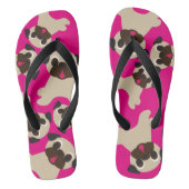 Fawn Pug Grumble Hot Pink Flip Flop (Voetbed)
