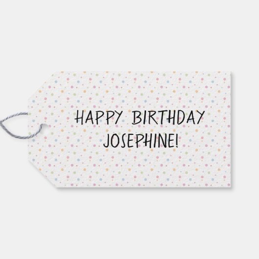 Fawn Pug Hond Kleurrijke Pastel Gelukkige Verjaard Cadeaulabel (Achterkant Horizontaal)