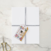 Fawn Pug Hond Kleurrijke Pastel Gelukkige Verjaard Cadeaulabel (Met Touw)