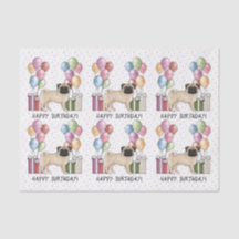 Fawn Pug Hond Kleurrijke Pastel Gelukkige Verjaard