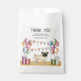 Fawn Pug Hond Kleurrijke Pastel Verjaardag Dank u Bedankzakje