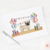 Fawn Pug Hond Kleurrijke Pastel Verjaardagsballonn Rechthoekige Sticker (Envelop)