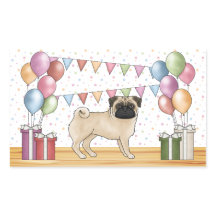Fawn Pug Hond Kleurrijke Pastel Verjaardagsballonn