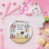 Fawn Pug Hond Kleurrijke Pastels Gelukkige Verjaar Papieren Bordje (Feest)