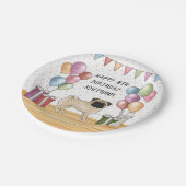 Fawn Pug Hond Kleurrijke Pastels Gelukkige Verjaar Papieren Bordje (Gekanteld)