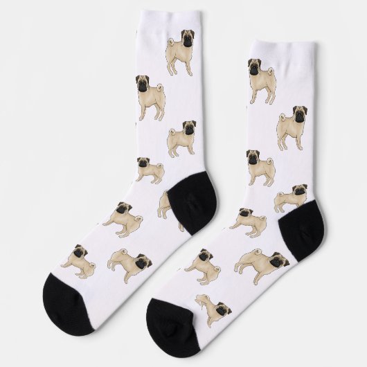 Fawn Pug Hondenras Mops Design Cartoon Dog Pattern Sokken (Links)