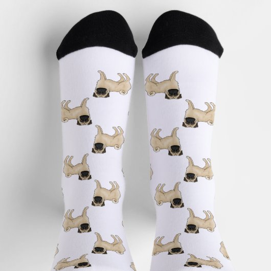 Fawn Pug Hondenras Mops Design Cartoon Dog Pattern Sokken (Top)