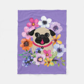 Fawn Pug in Spring Flowers Fleece Deken (Voorkant)