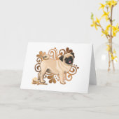 Fawn Pug Kaart (Gele Bloem)