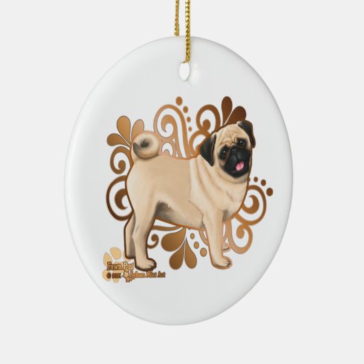 Fawn Pug Keramisch Ornament (Rechts)