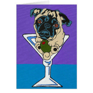 Fawn Pug Martini Card