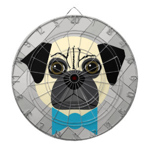 Fawn Pug met Bowtie, visgraat grijs Dartbord