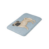 Fawn Pug Mops Breed Dog Cartoon Illustratie Blauw Badmat (Gekanteld)
