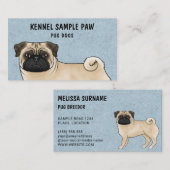 Fawn Pug Mops Cartoon Hond Kennel Pug Breeder Visitekaartje (Voorkant / Achterkant)