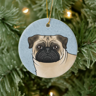 Fawn Pug Mops Hondenras Design Schattige Hondenkop Keramisch Ornament