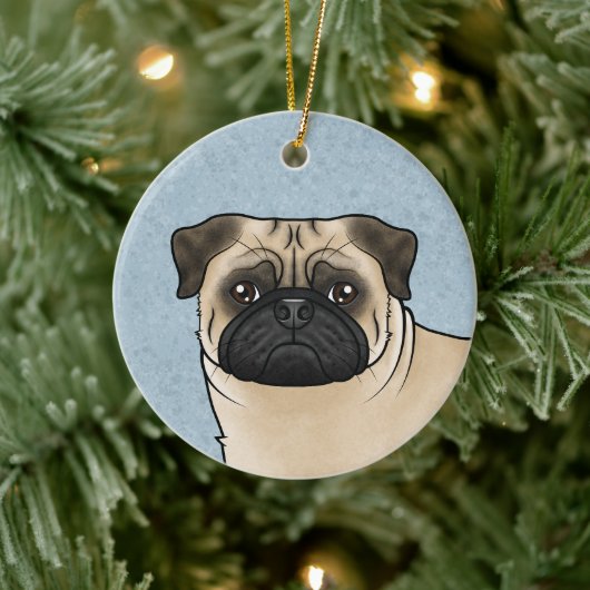 Fawn Pug Mops Hondenras Design Schattige Hondenkop Keramisch Ornament (Boom)
